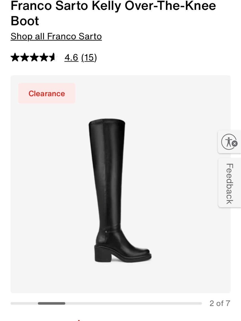 Franco Sarto Black Knee-High Platform Block Heel Boot